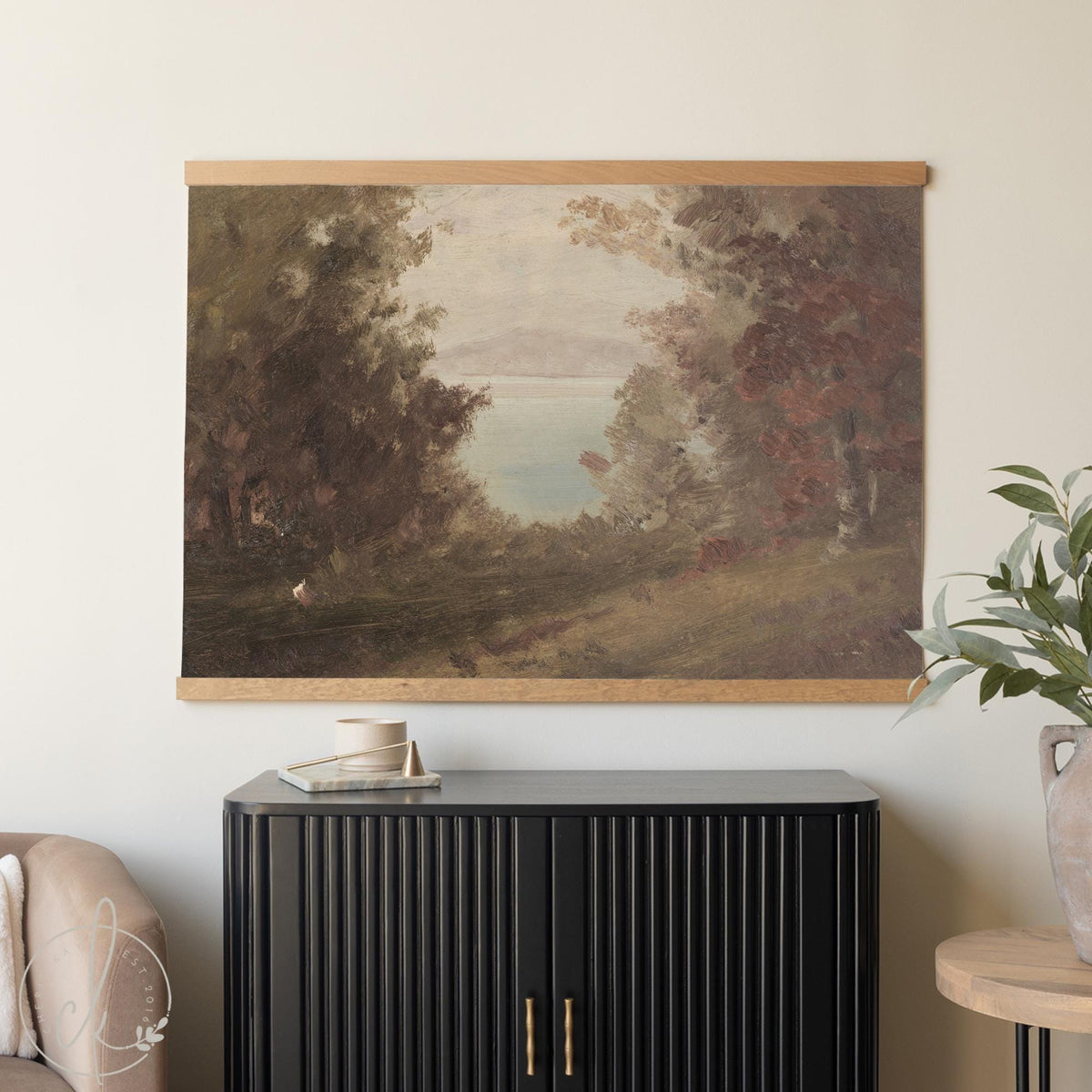 Fall Scene Painting | Large Wall Art for Living Room | Oversized Autumn Landscape Wall Hanging | Seasonal Fall Wall Decor | T94