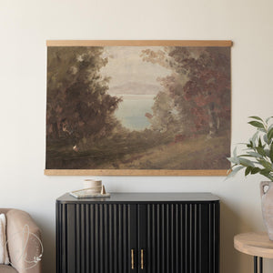 Fall Scene Painting | Large Wall Art for Living Room | Oversized Autumn Landscape Wall Hanging | Seasonal Fall Wall Decor | T94