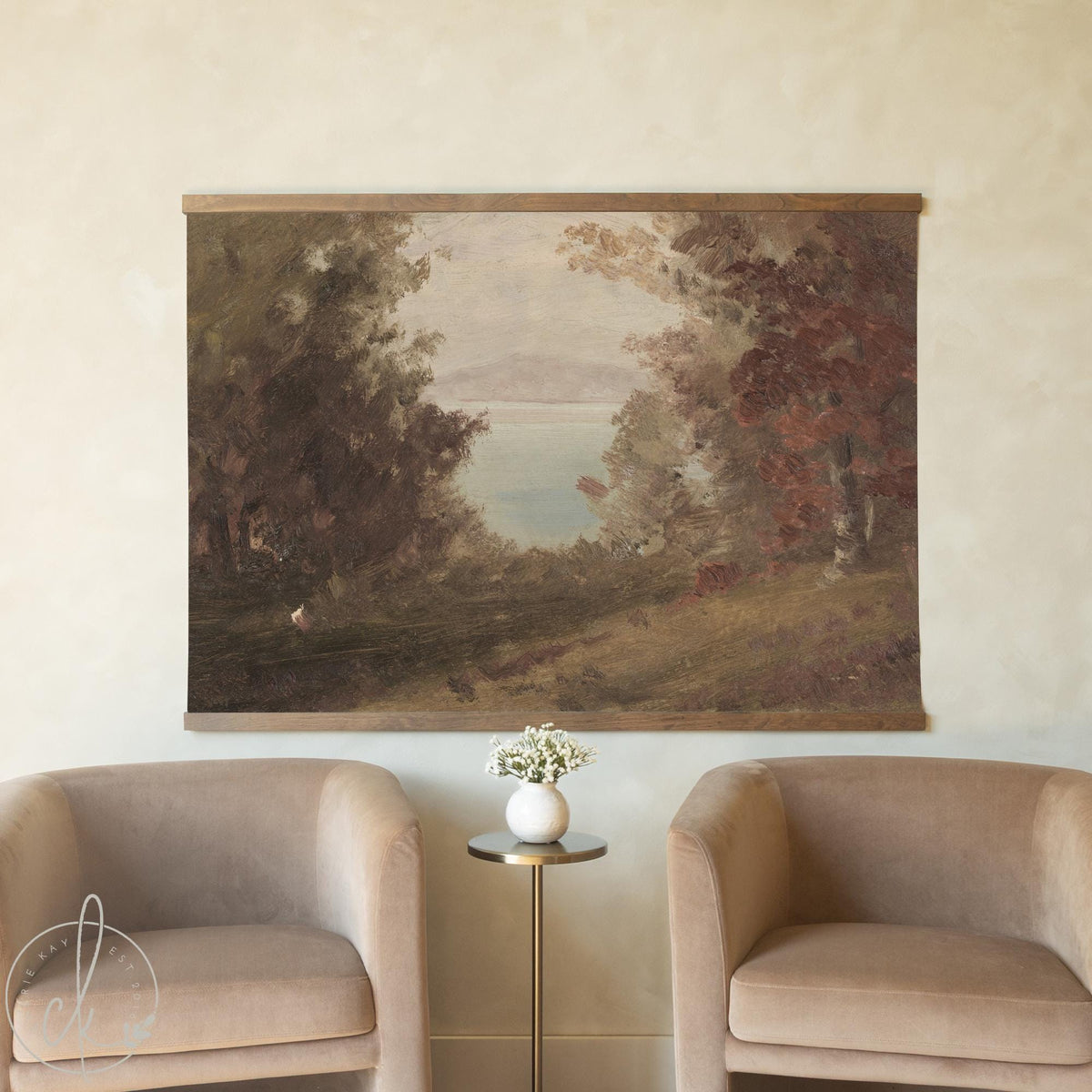 Fall Scene Painting | Large Wall Art for Living Room | Oversized Autumn Landscape Wall Hanging | Seasonal Fall Wall Decor | T94