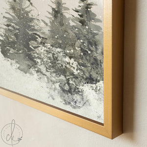 Christmas Tree Wall Art | Large Christmas Artwork for Living Room Decor | Snowy Pine Tree Painting | Entryway Christmas Wall Decor | N103