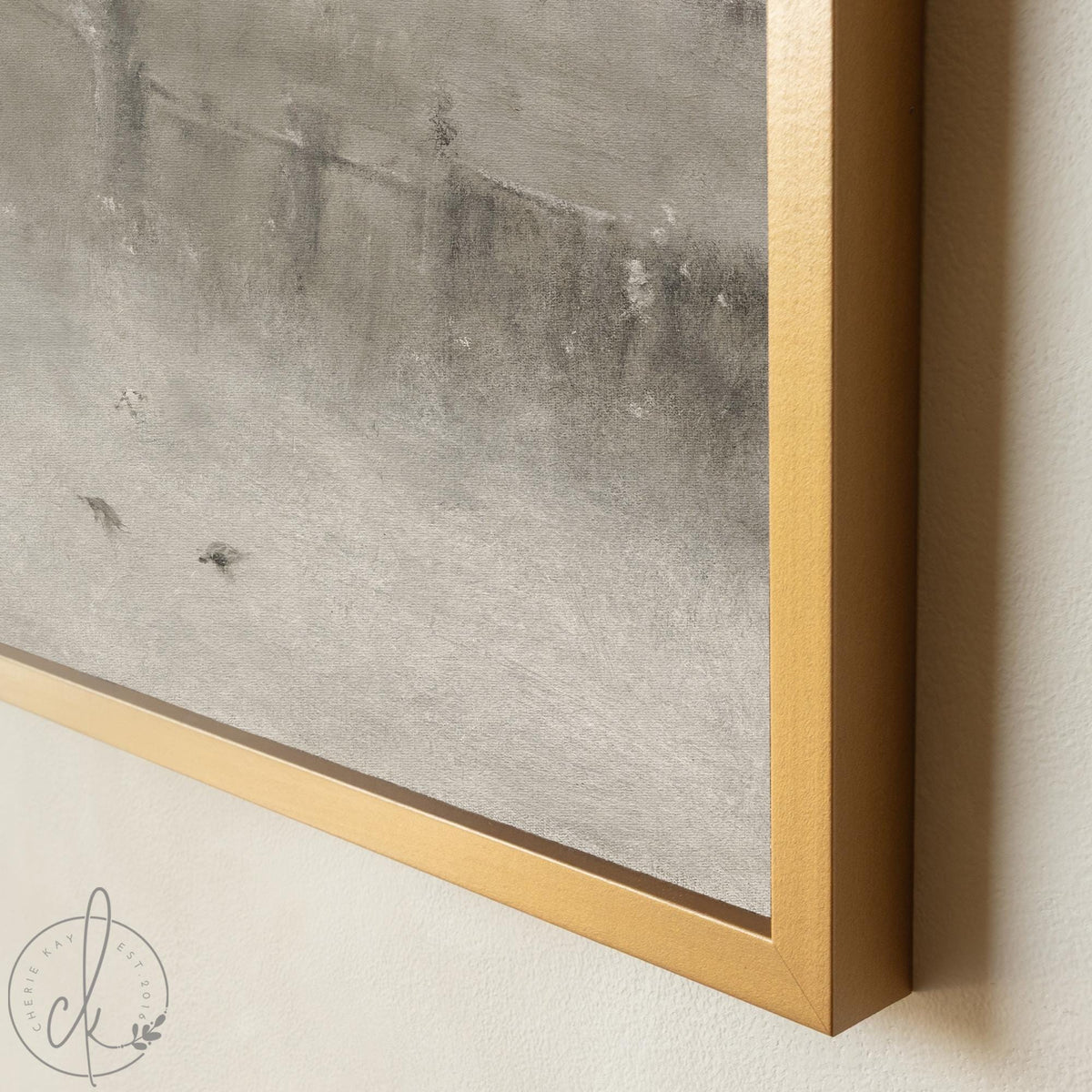 Snowy Landscape Painting | Large Neutral Wall Art | Framed Winter Landscape | N108