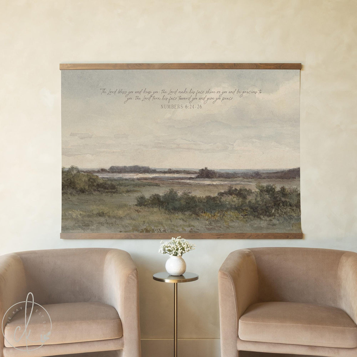 Large Canvas Wall Art | Numbers 6:24-26 Scripture Landscape Tapestry | T103