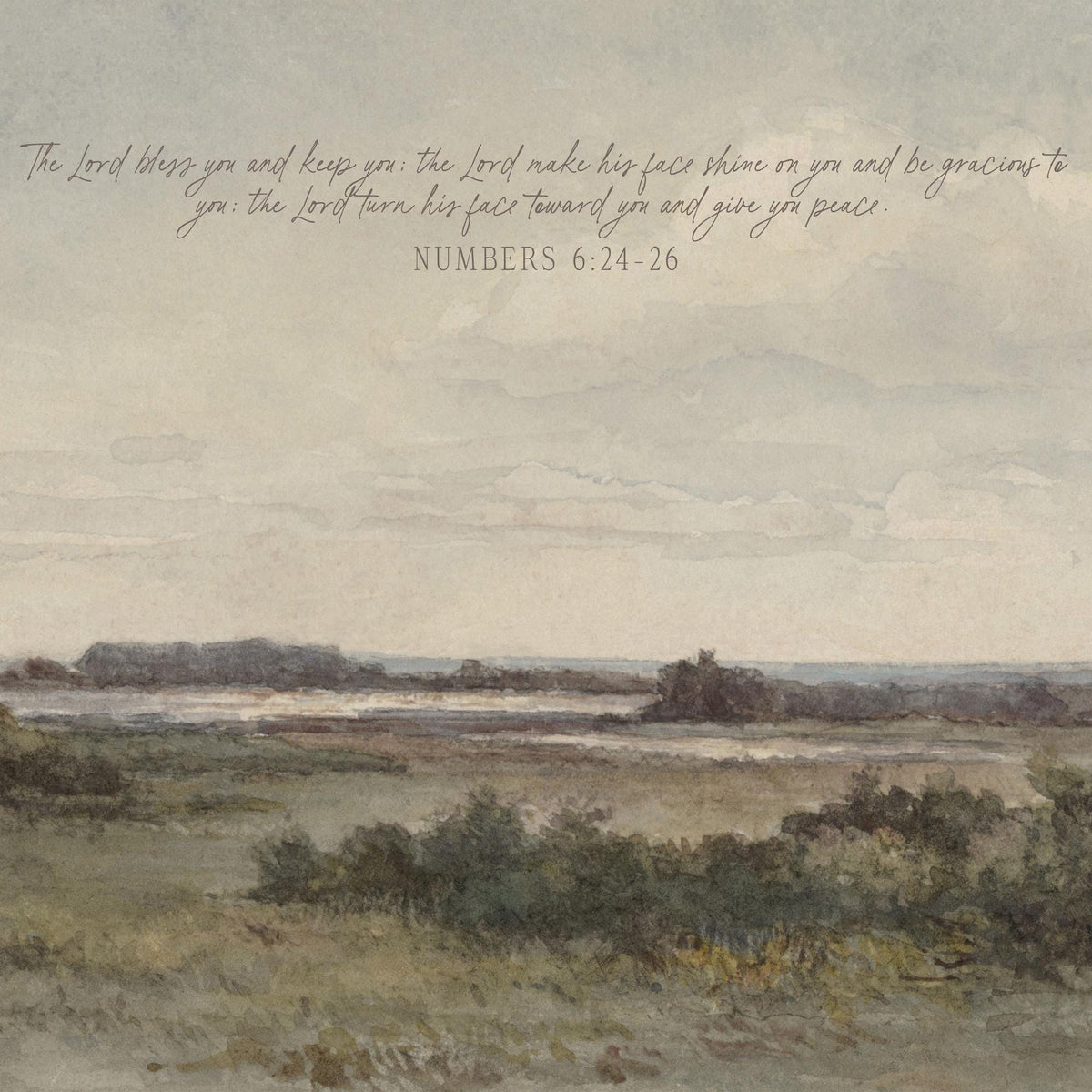 Large Canvas Wall Art | Numbers 6:24-26 Scripture Landscape Tapestry | T103