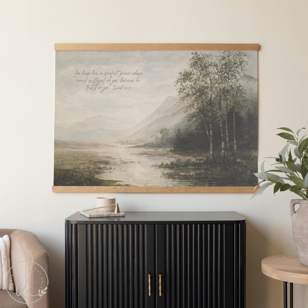 Large Scripture Wall Art | Isaiah 26:3 Bible Verse Canvas | T104