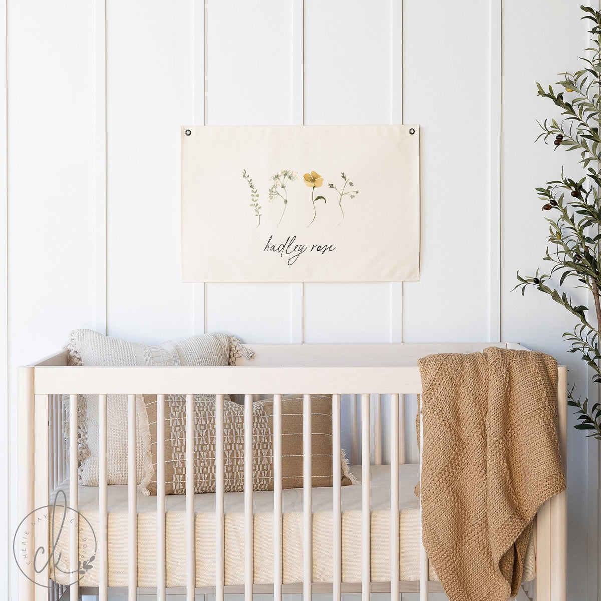 Floral Nursery Decor | Custom Name Wall Hanging | Personalized Baby Girl Room Art | 47