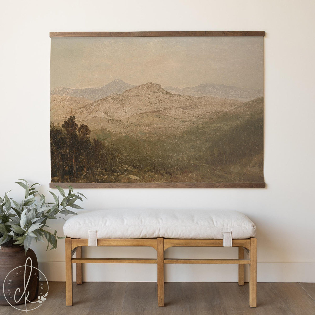 Christian Canvas Wall Art | Mountain Landscape Decor with Psalm 95:1-4 | T101