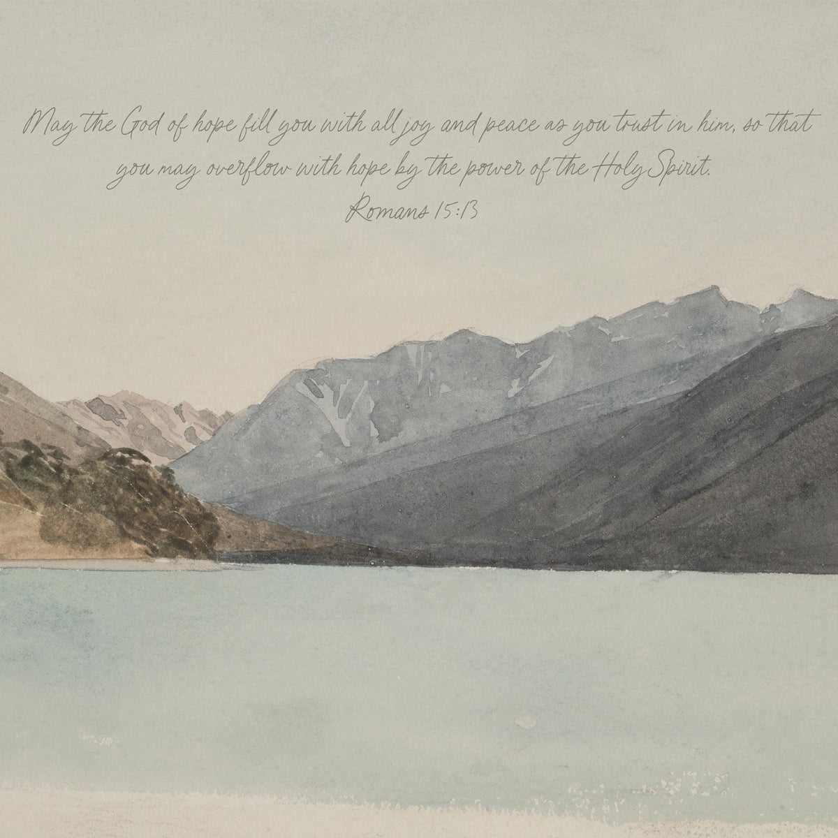 Mountain Landscape Wall Art | Romans 15:13 Scripture Canvas | T108