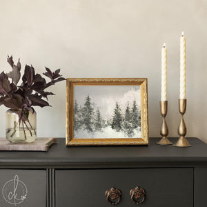 Winter Landscape Painting | Neutral Christmas Wall Decor | Framed Snowy Forest Art | N103