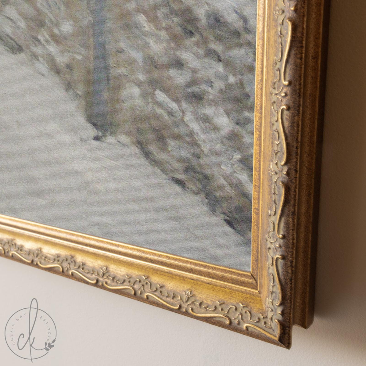 Winter Village Painting | Framed Snow Landscape Wall Art | Impressionist Home Decor | N43