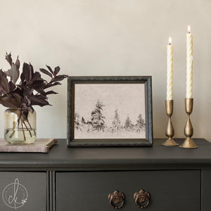 Winter Wall Art | Framed Snowy Landscape | Gold Frame Holiday Decor | N222