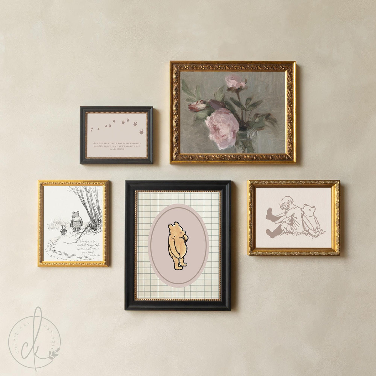 Winnie the Pooh Nursery Wall Art | Vintage Baby Room Gallery Wall | G36
