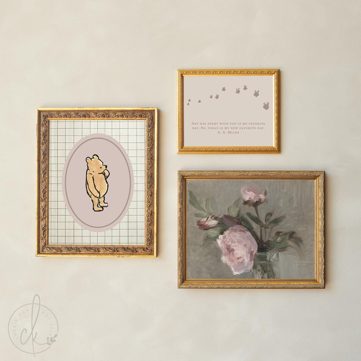 Winnie the Pooh Nursery Wall Art | Vintage Baby Room Gallery Wall | G36
