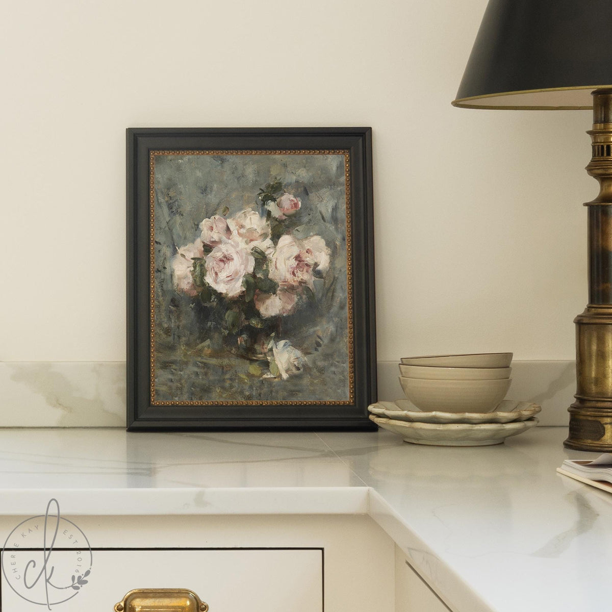 Impressionist Floral Painting | Framed Rose Bouquet Canvas | N84