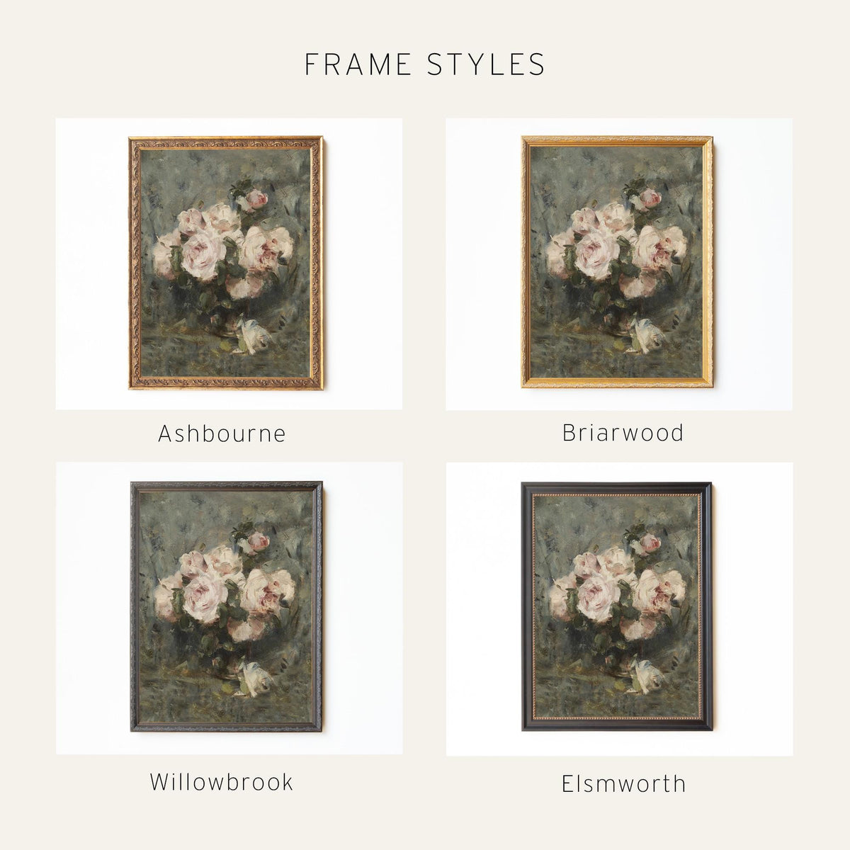 Impressionist Floral Painting | Framed Rose Bouquet Canvas | N84