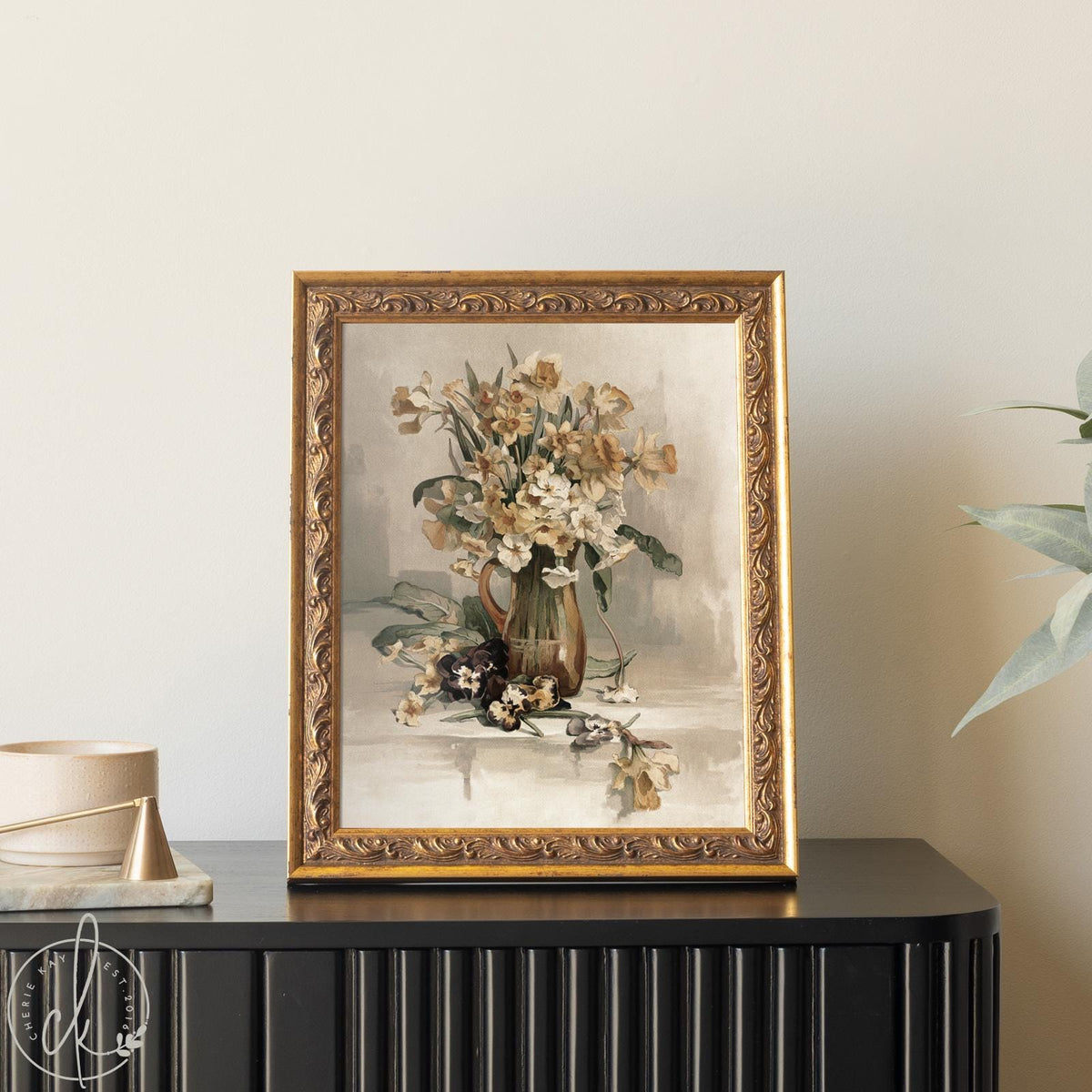 Daffodil Painting | Vintage Floral Wall Art | N199