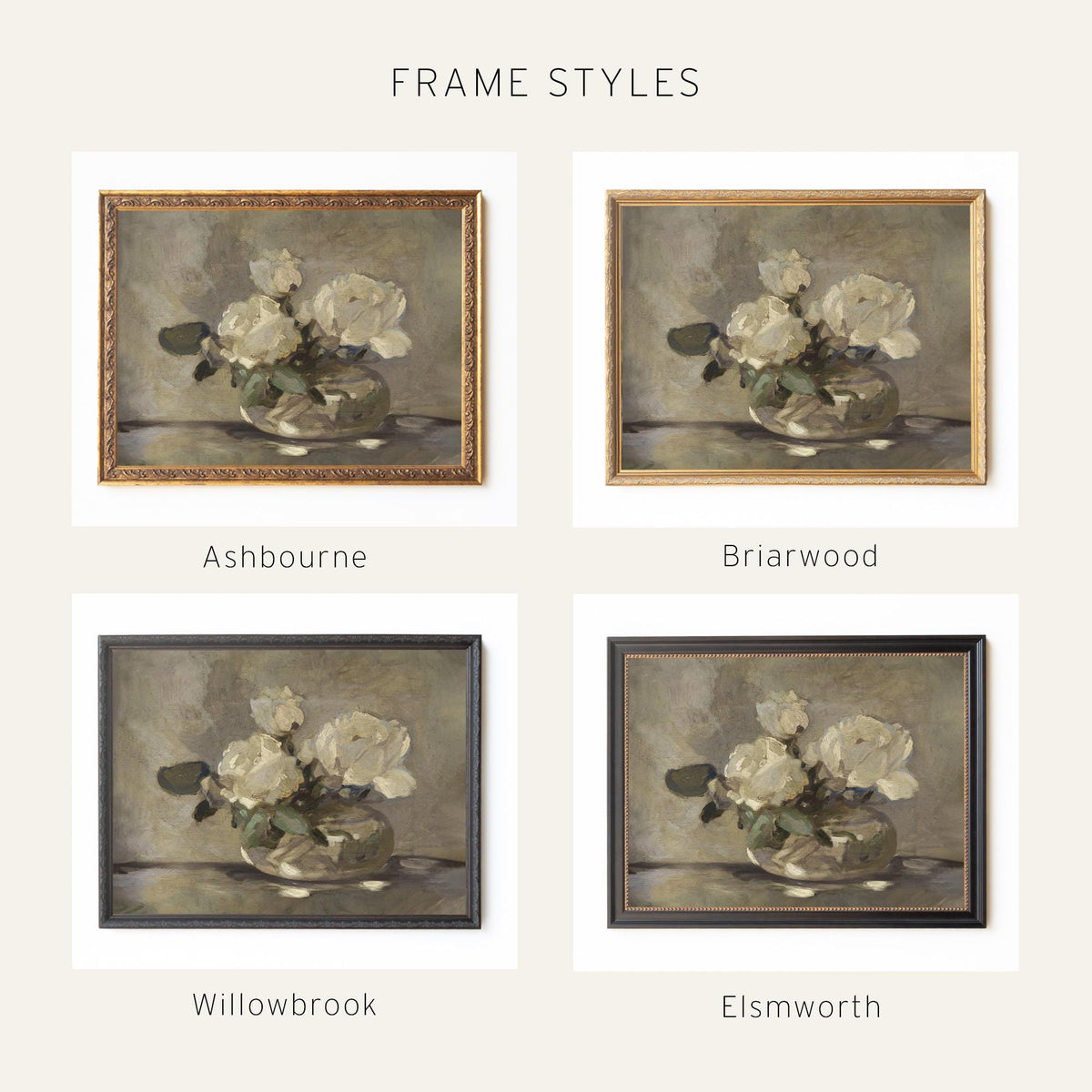 Floral Bouquet Painting | Vintage Framed Wall Art | N195