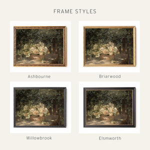 Antique Botanical Art | Framed Floral Still Life | Vintage Flower Wall Decor | N45