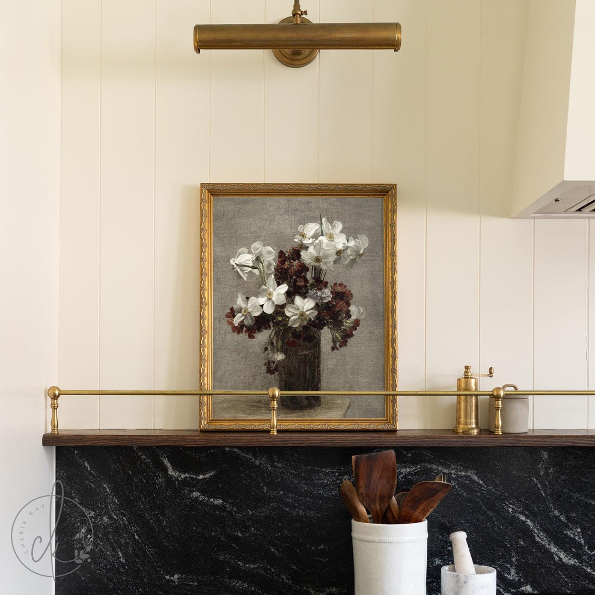 Vintage Floral Wall Art | Framed Flower Painting | N97