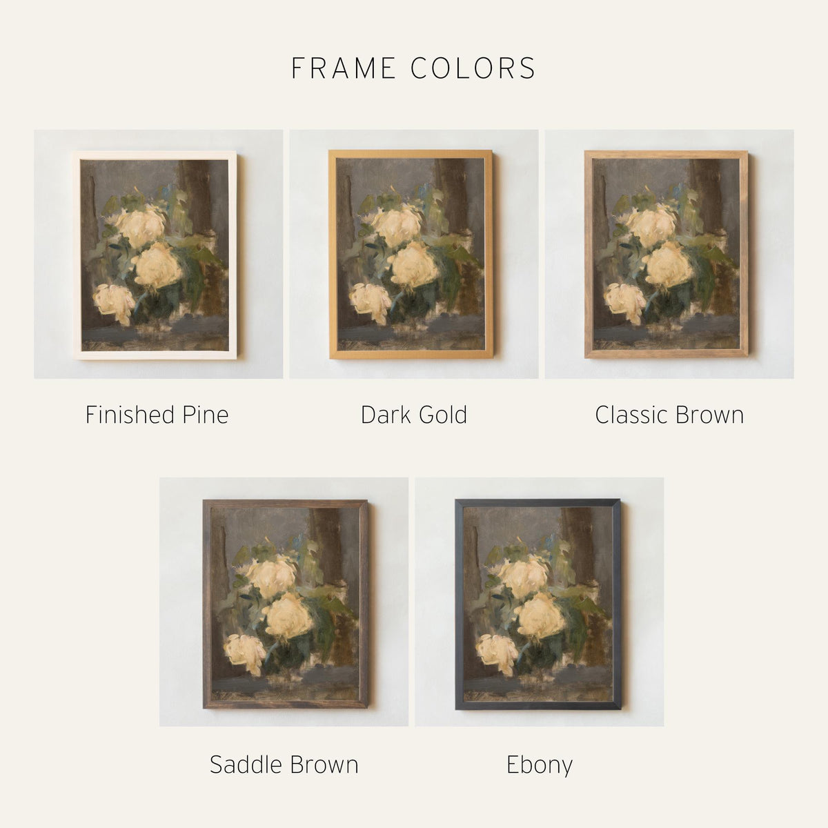 Floral Still Life Painting | Antique Rose Framed Canvas Art | N125