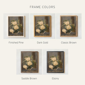 Floral Still Life Painting | Antique Rose Framed Canvas Art | N125