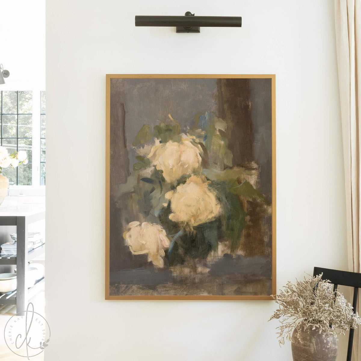 Floral Still Life Painting | Antique Rose Framed Canvas Art | N125