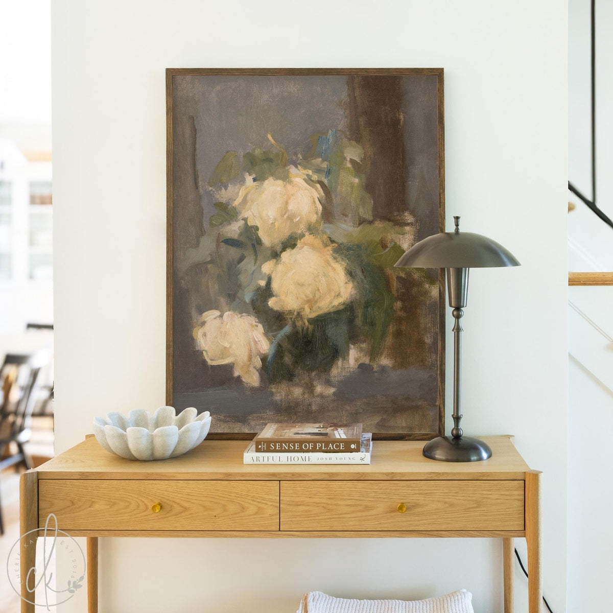 Floral Still Life Painting | Antique Rose Framed Canvas Art | N125