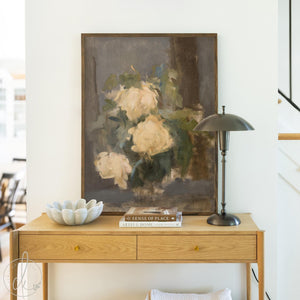 Floral Still Life Painting | Antique Rose Framed Canvas Art | N125