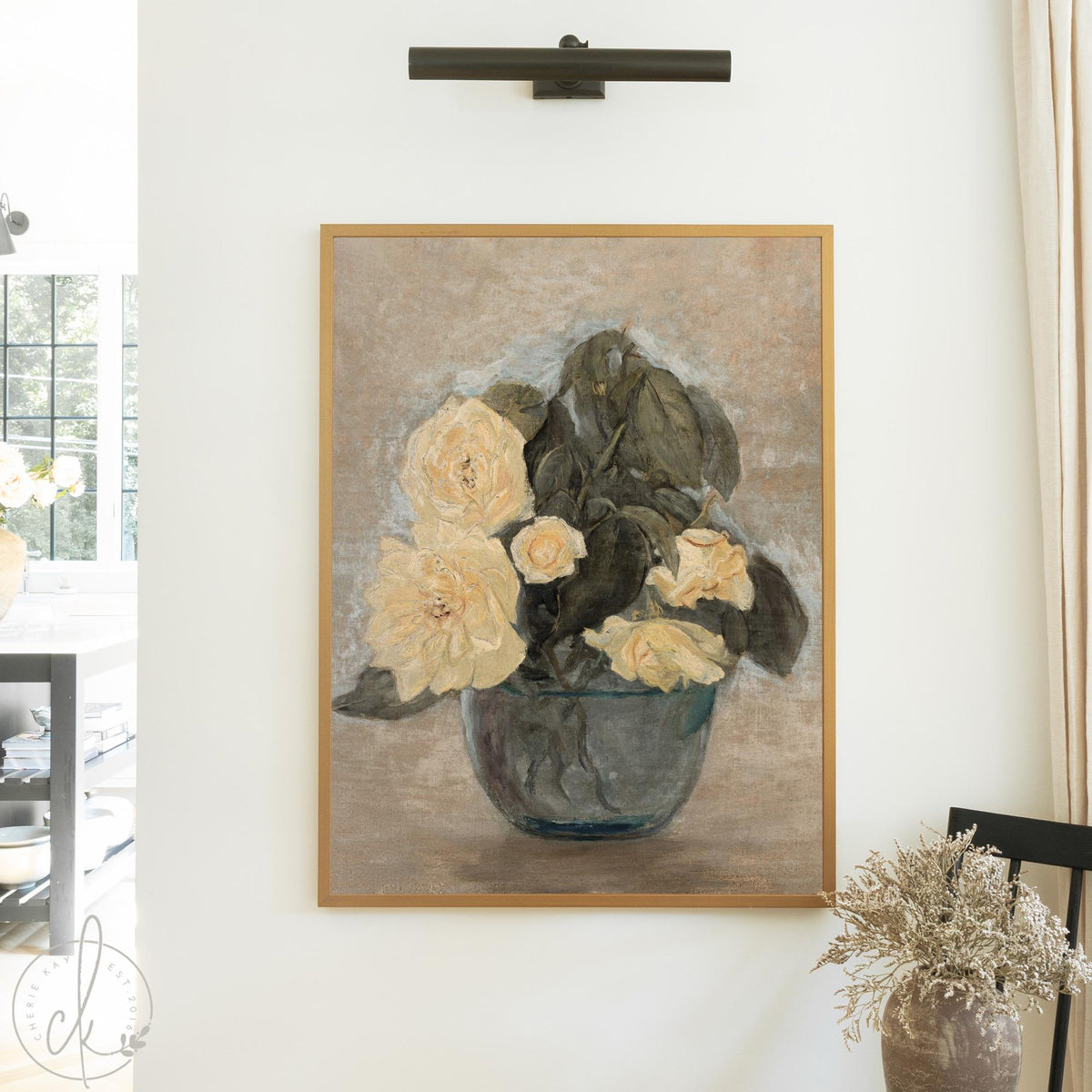 Flower Vase Painting | Framed Floral Canvas Print | N242