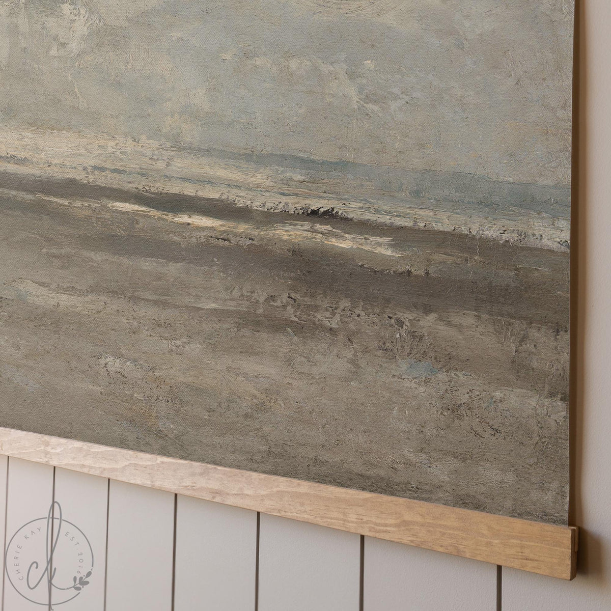 Ocean Landscape Wall Art | Large Coastal Canvas with Isaiah 43:2 | Neutral Living Room Wall Decor | T70