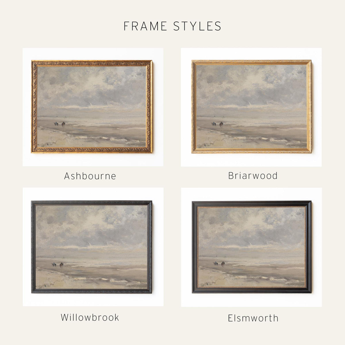 Vintage Coastal Art | Framed Beach Landscape Wall Decor | N11