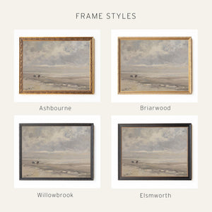 Vintage Coastal Art | Framed Beach Landscape Wall Decor | N11