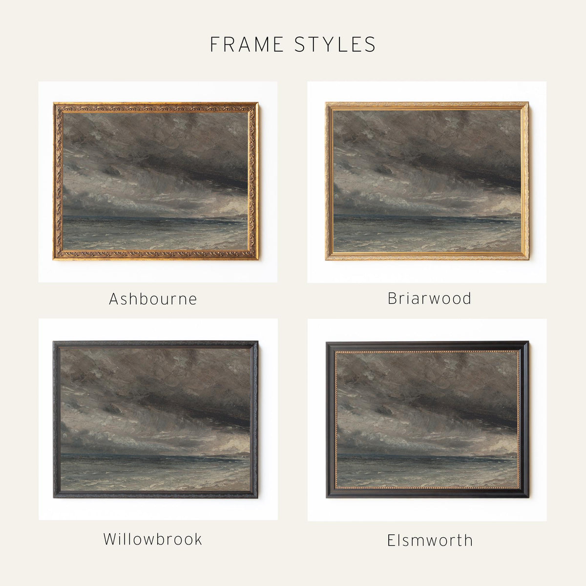 Stormy Ocean Painting | Large Coastal Wall Art | Framed Seascape for Living Room | N18