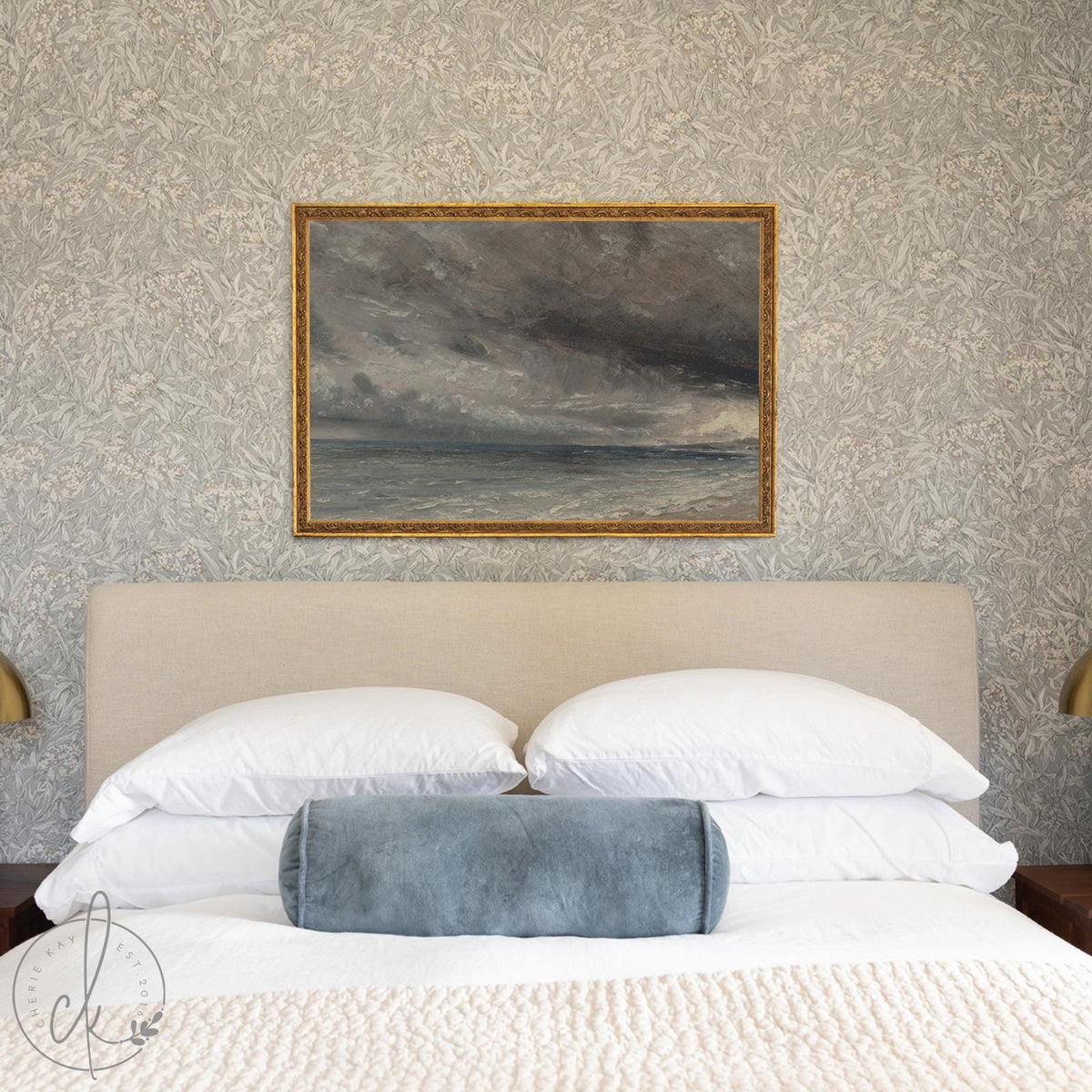 Stormy Ocean Painting | Large Coastal Wall Art | Framed Seascape for Living Room | N18