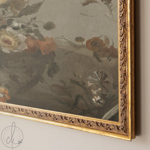 Large Floral Wall Art | Vintage Oil Painting Style | Ornate Gold Framed Canvas | N209