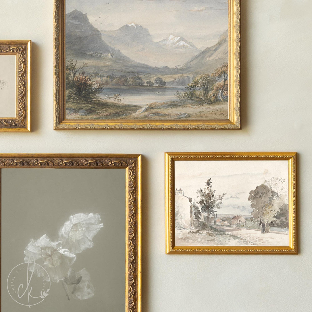Living Room Wall Art | Framed Gallery Set | Vintage Landscape and Botanical Decor | G42