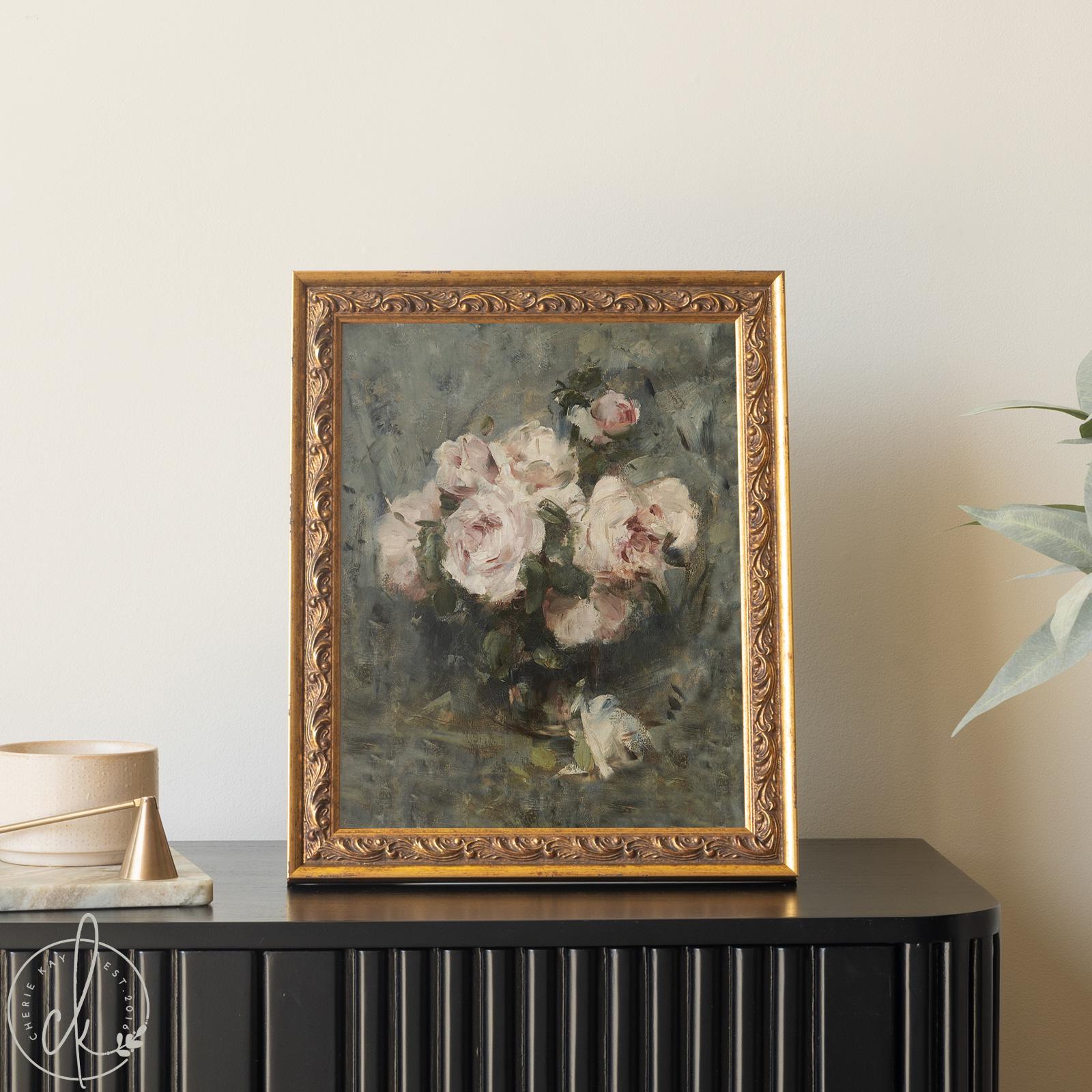 Impressionist Floral Painting | Framed Rose Bouquet Canvas Wall Art