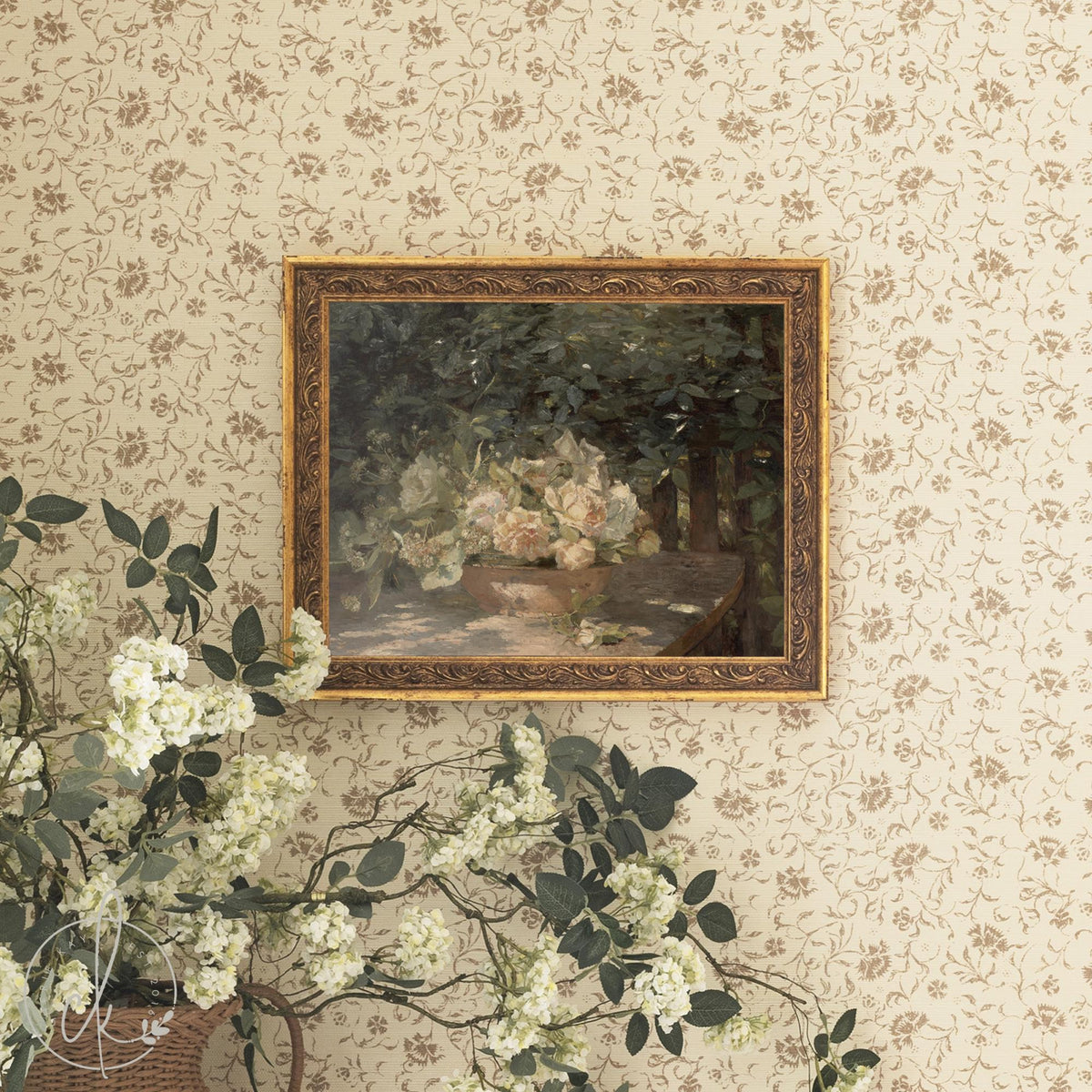 Antique Botanical Art | Framed Floral Still Life | Vintage Flower Wall Decor | N45