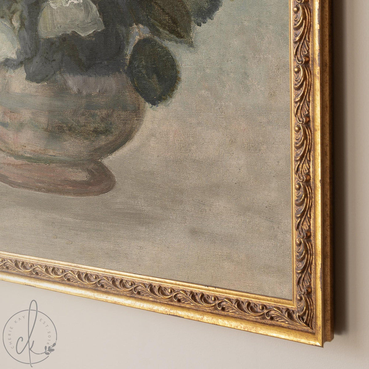 White Rose Bouquet Painting | Antique Floral Wall Art | N80