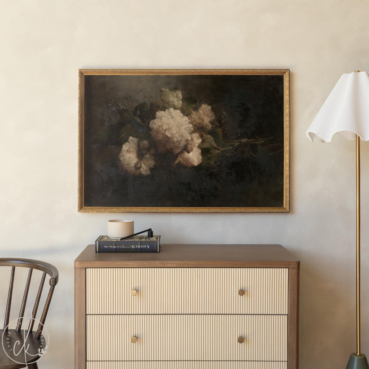 Moody Floral Wall Art | Framed Vintage Flower Painting | N121