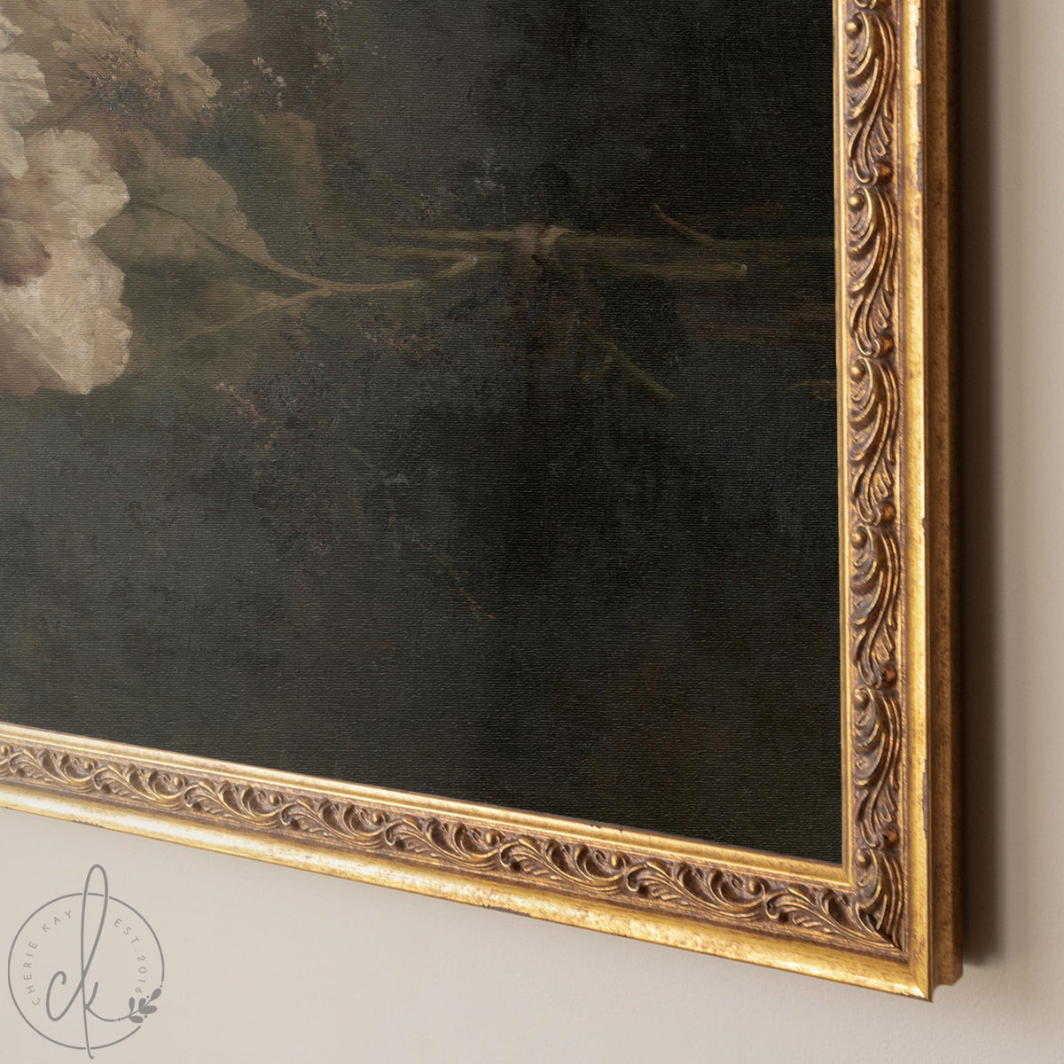 Moody Floral Wall Art | Framed Vintage Flower Painting | N121