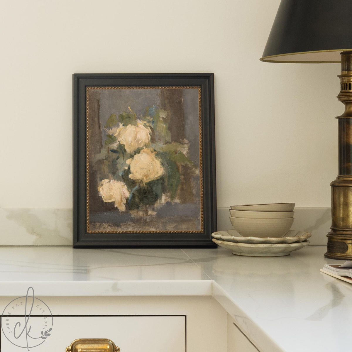 Impressionist Floral Art | Framed Gold Oil Painting | N125