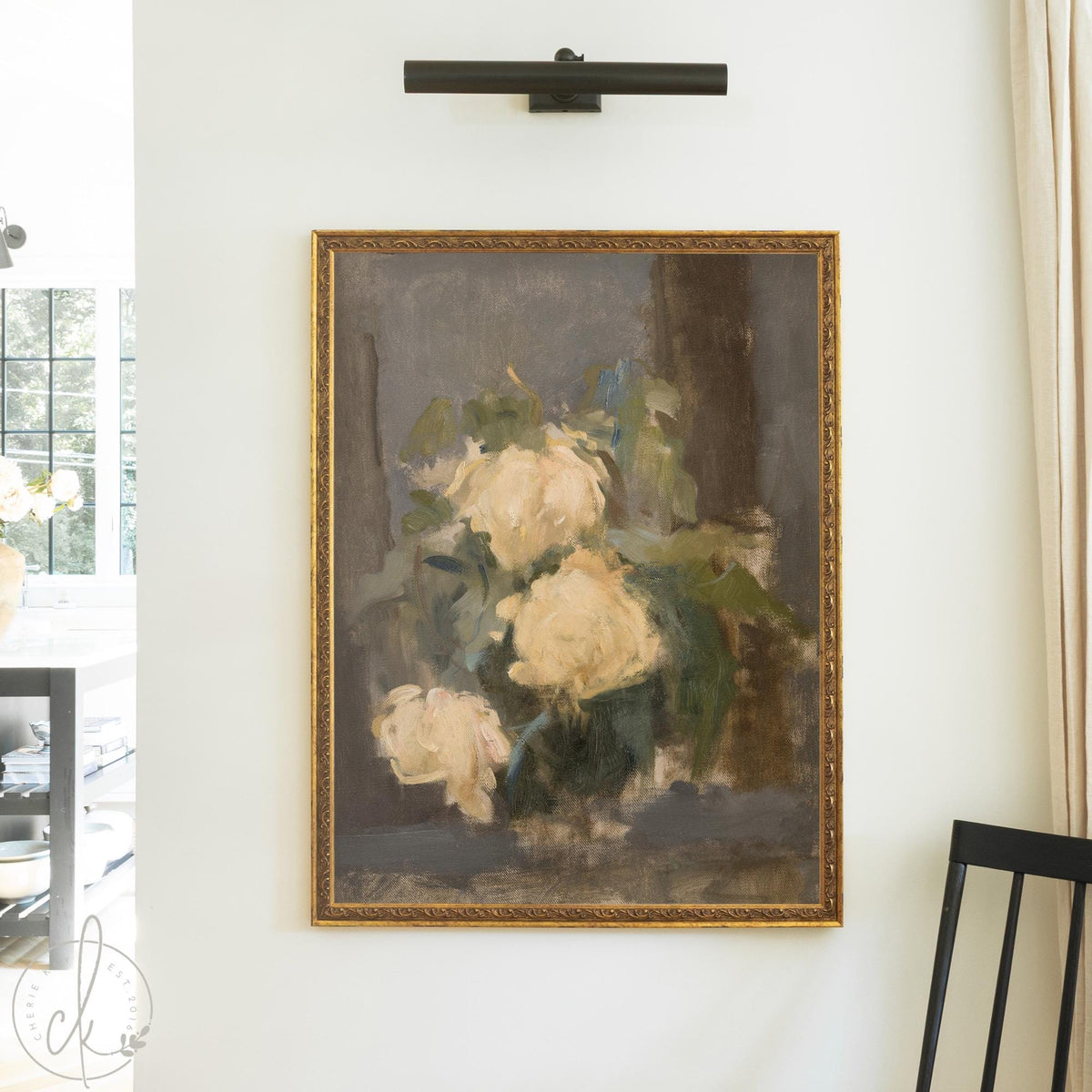 Impressionist Floral Art | Framed Gold Oil Painting | N125