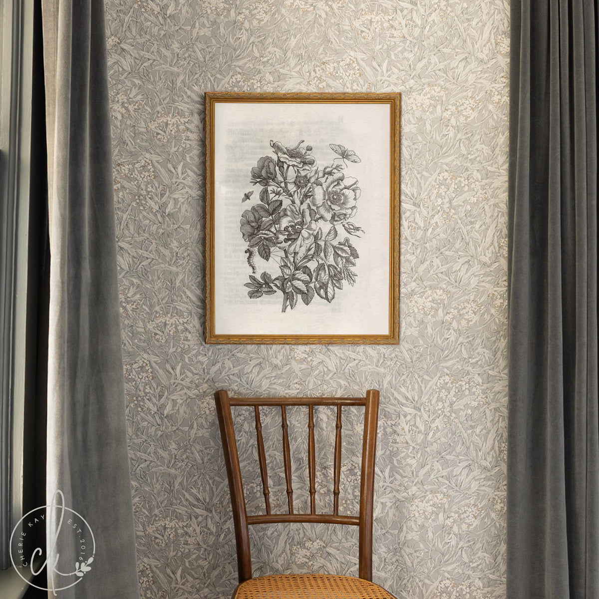 Vintage Flower Print | Framed Botanical Wall Art | N109