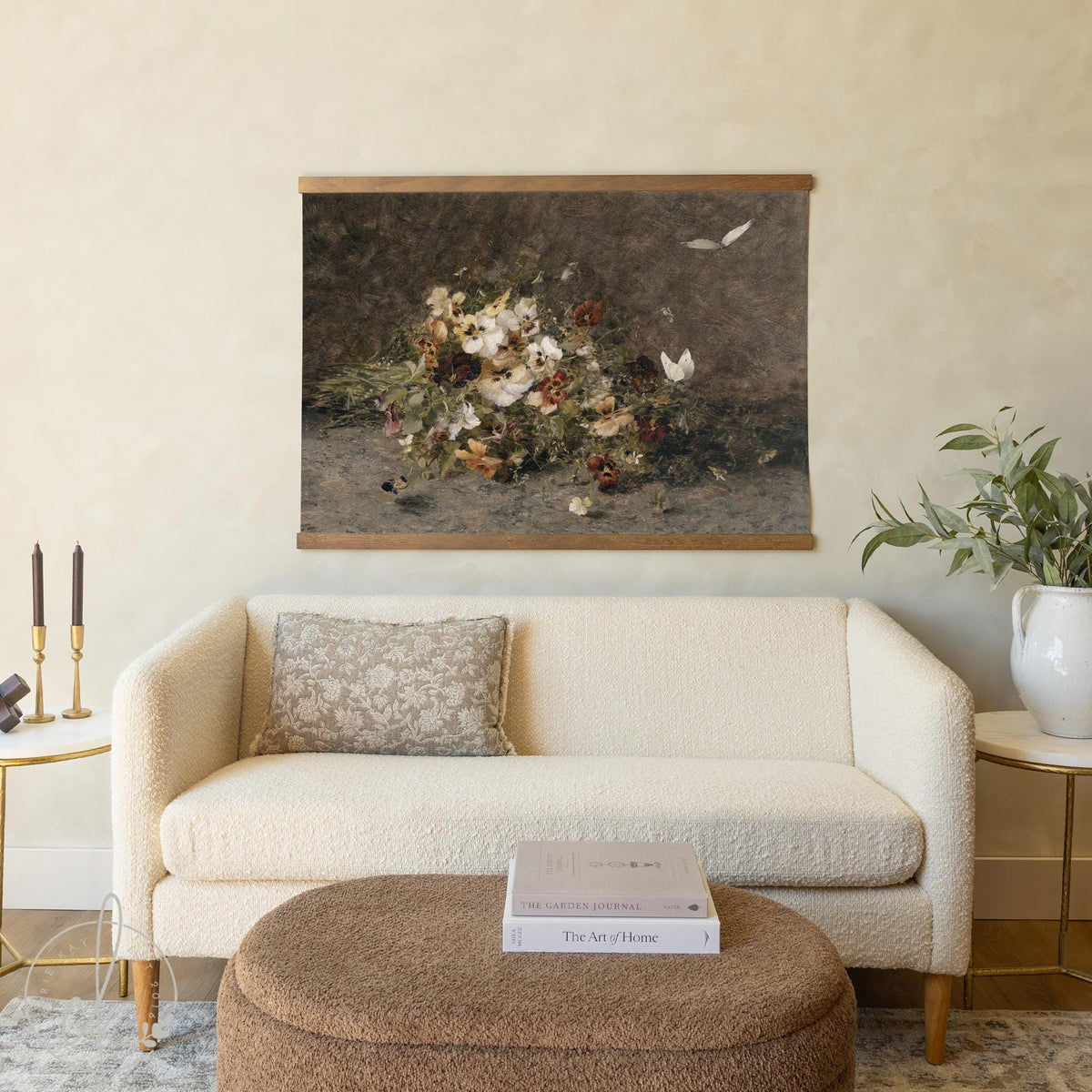 Floral Canvas Wall Art | Large Vintage Flower Painting | Botanical Still Life Decor | T115