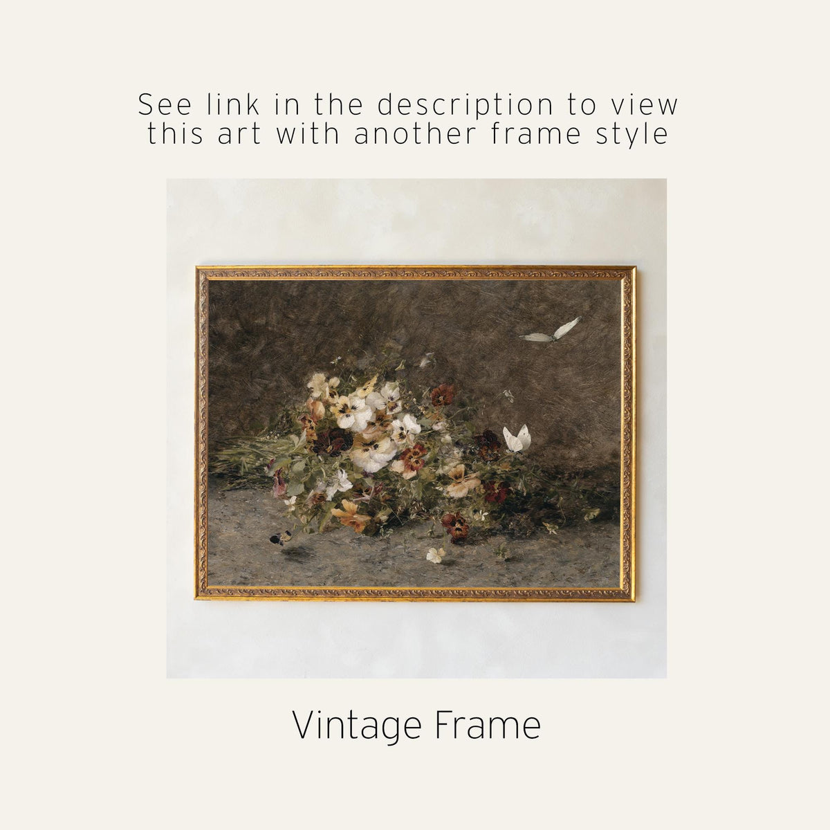 Floral Canvas Wall Art | Large Vintage Flower Painting | Botanical Still Life Decor | T115