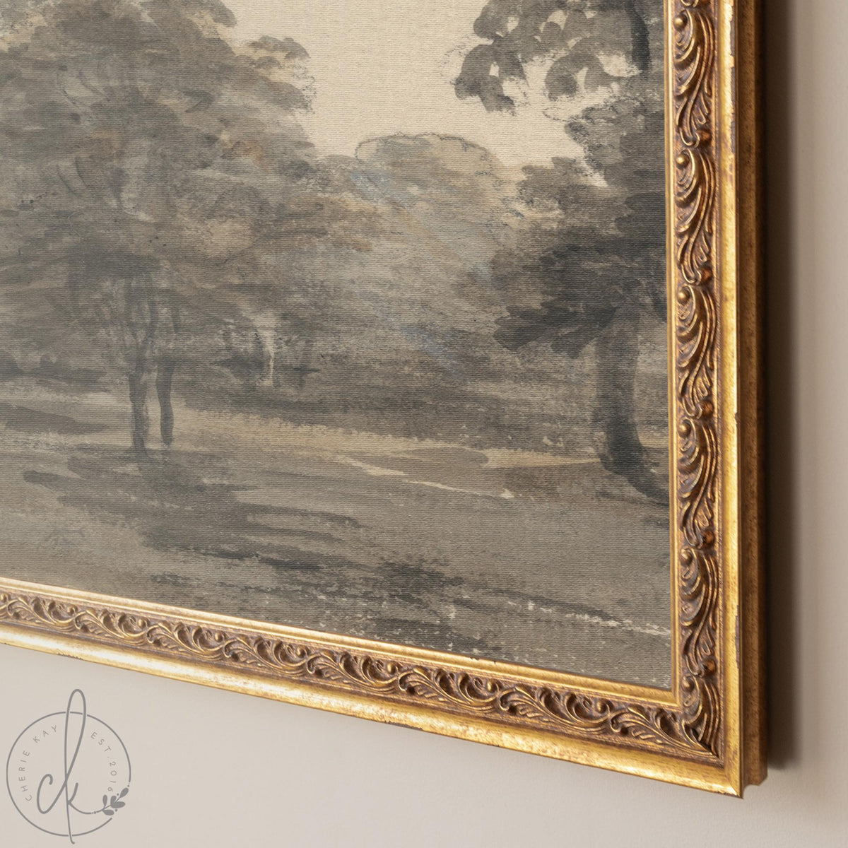 Moody Landscape Wall Art | Large Framed Woodland Canvas Print | Neutral Living Room Decor | N21