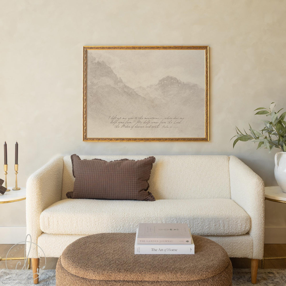 Scripture Wall Decor | Framed Mountain Landscape Art | Christian Artwork | N23