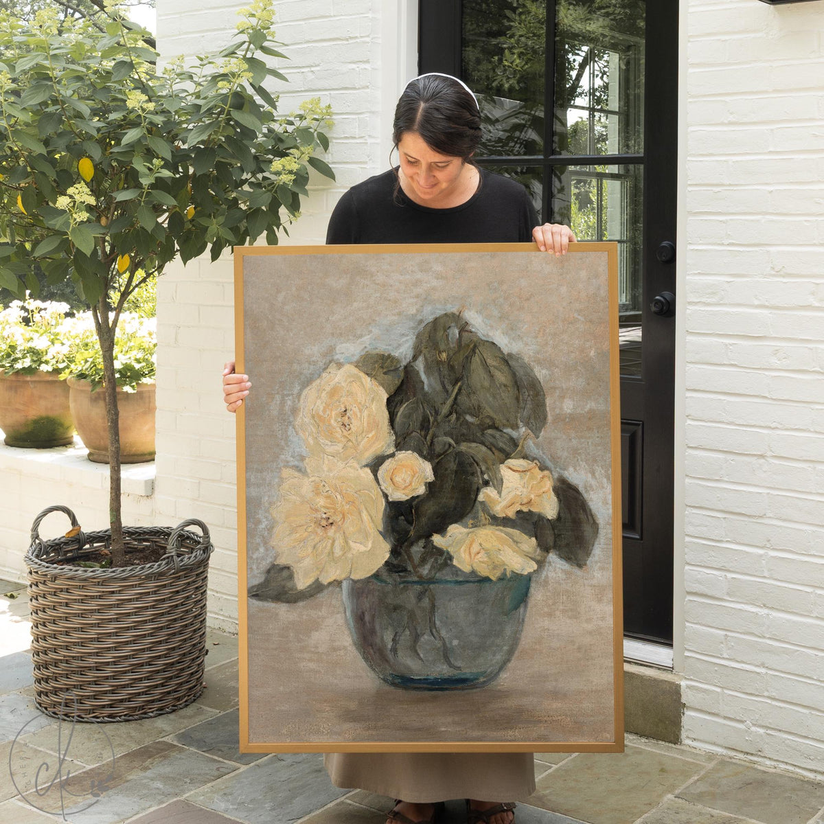 Flower Vase Painting | Framed Floral Canvas Print | N242