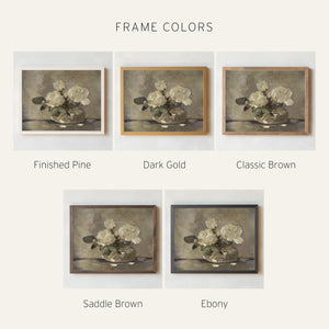 White Flower Wall Art | Framed Floral Painting on Canvas | N195