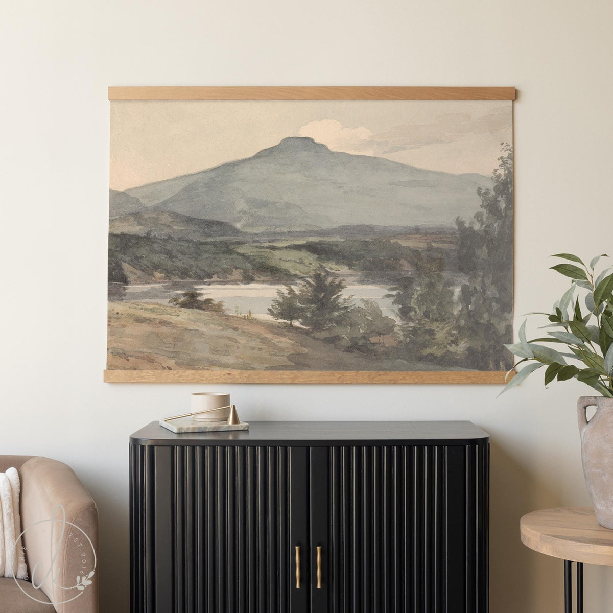 Mountain Landscape Art | Large Canvas Wall Hanging | Neutral Nature Wall Decor | T69